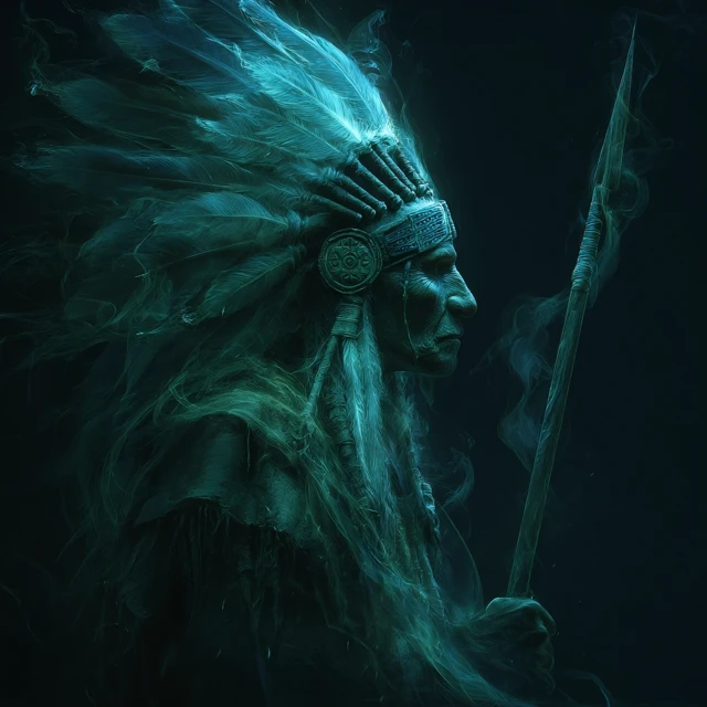 Ghostly Indian Warrior Chief Fantasy Art