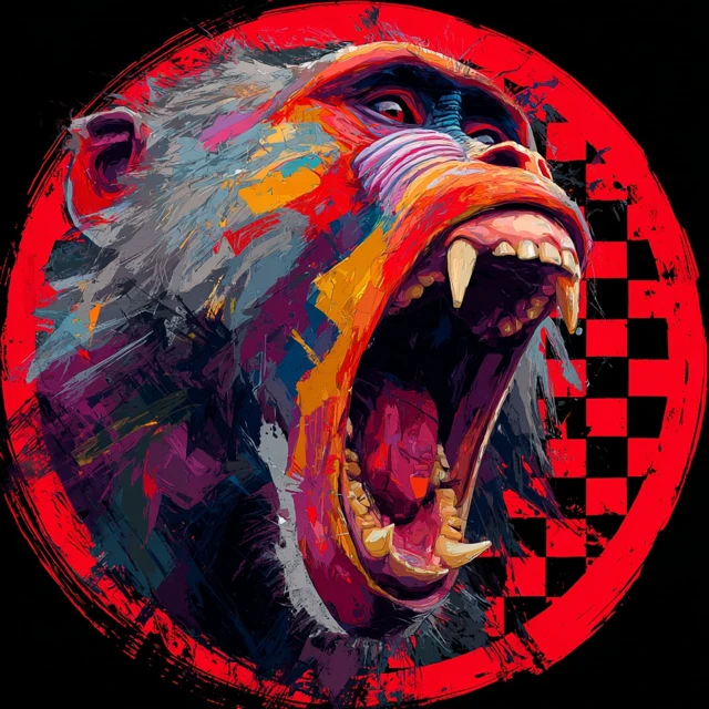 Screaming Baboon Head Graphic Art