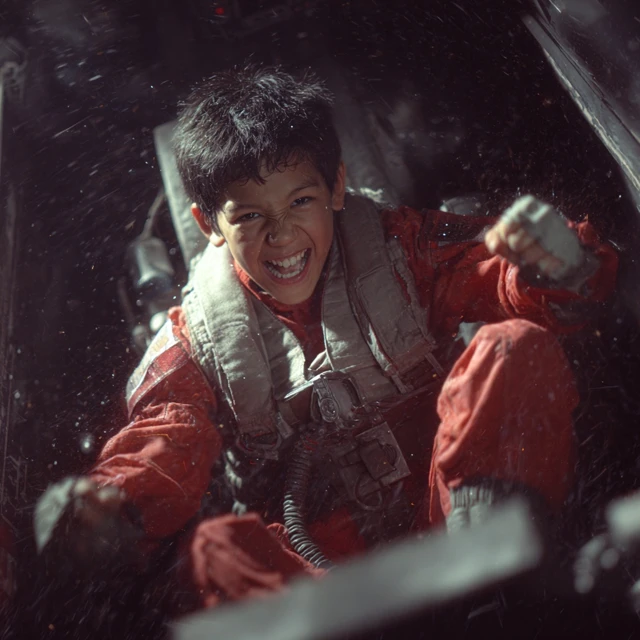 Filipino Boy in Star Wars Starfighter Illustration