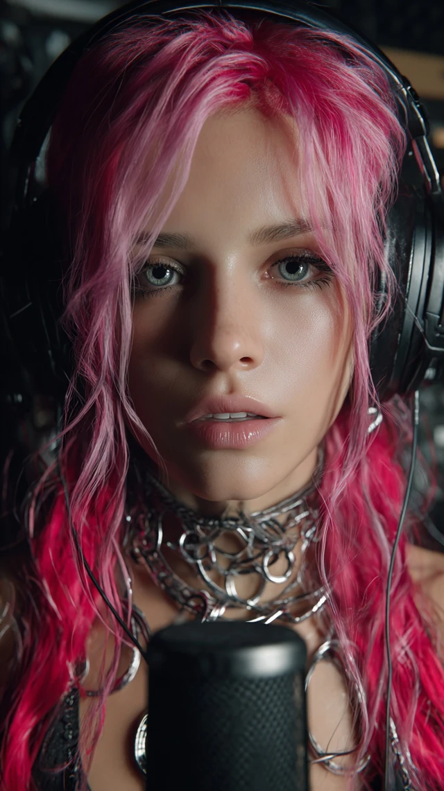 Cyberpunk Singer In Futuristic Studio Photorealistic 8K