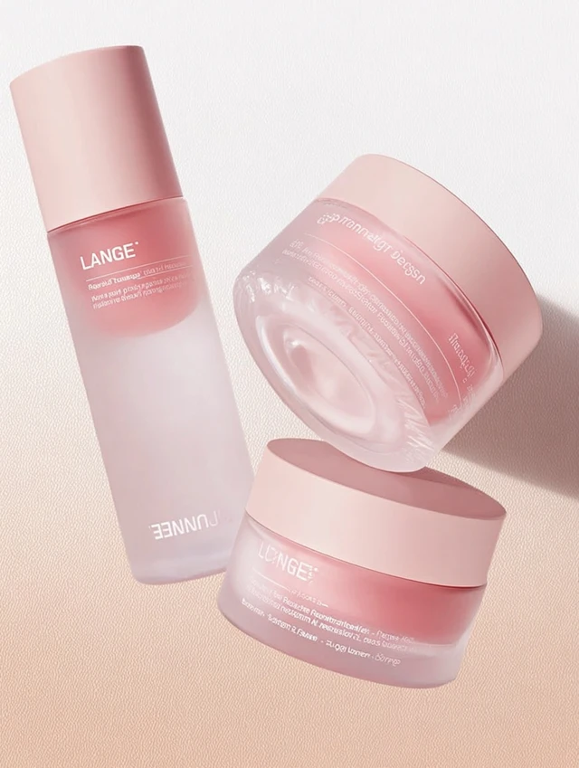 Luxury Skincare Products in Pastel Pink