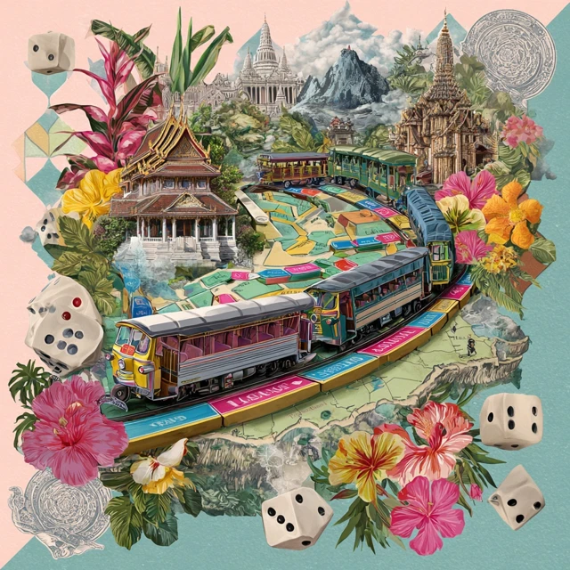 Thai Ticket to Ride Board Game Art Illustration