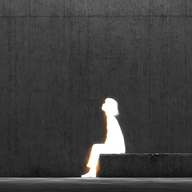 Minimalist Silhouette Art of a Girl in a Relaxed Pose