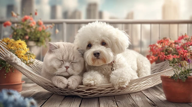 Bichon Frise Puppy Scottish Fold Kitten Bliss
