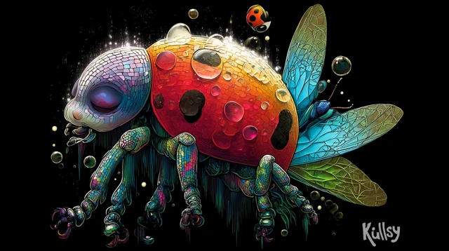 Hybrid Goldfish Tarantula Ladybug Beetle Insect Art