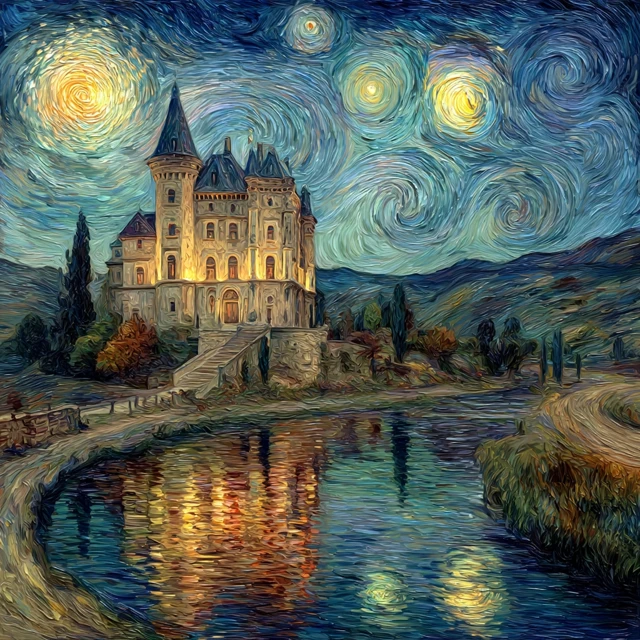 Castle Painting in Van Gogh Style