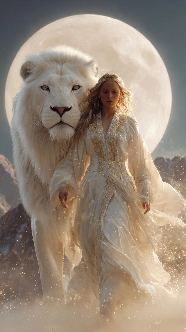 Divine Feminine Lion Moonlit Fantasy Art