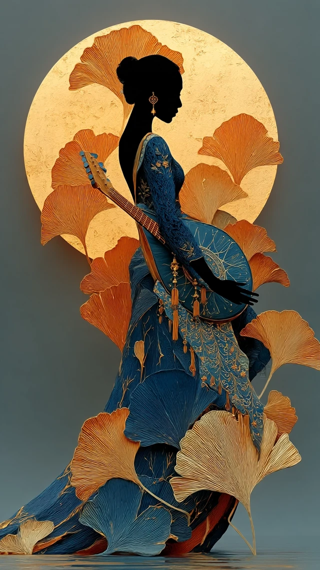 Moon Goddess Silhouette Hanfu Art