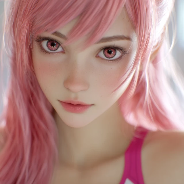 Pink Haired Girl Game CG Art Close Up