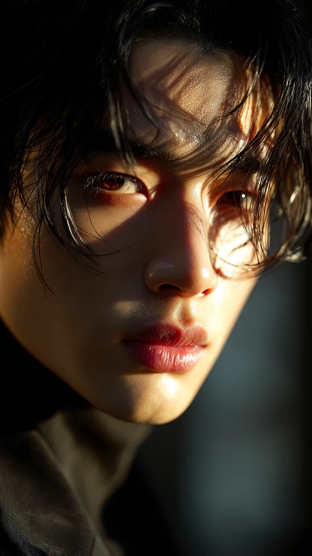 Handsome Korean Male Model Portrait Dramatic Lighting