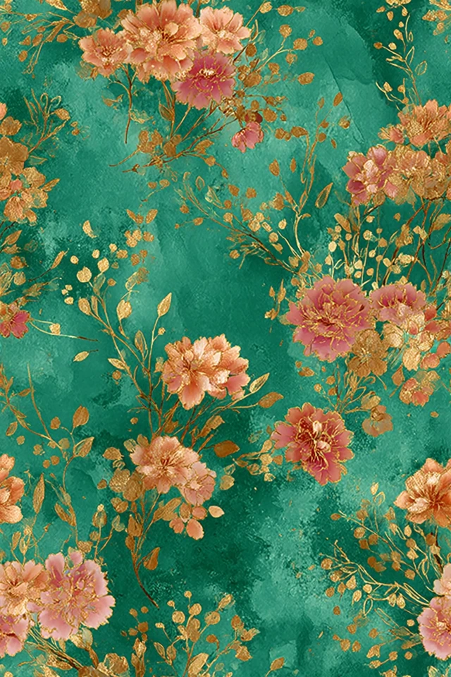 Gold Floral Watercolor Seamless Pattern Design