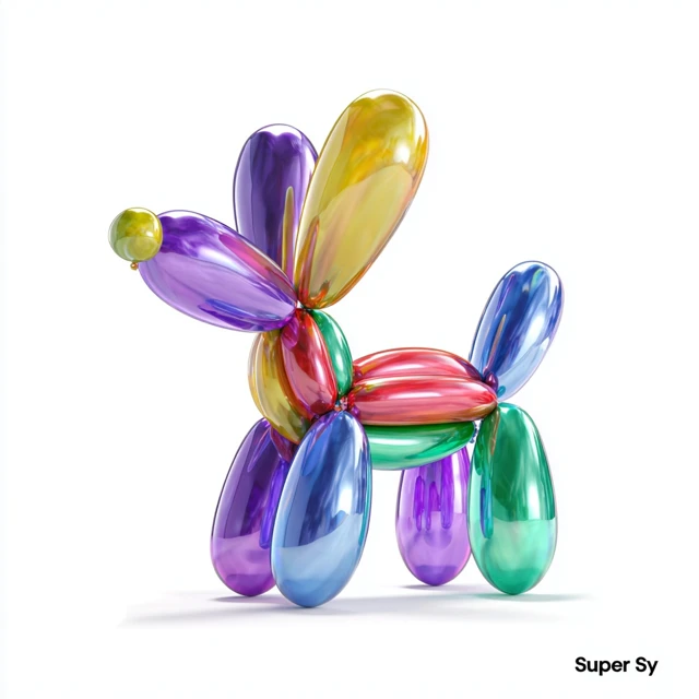 Colorful Glass Balloon Dog Sculpture Jeff Koons Style