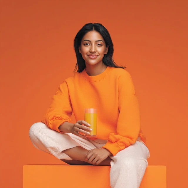 Bangladeshi Woman Enjoying Juice Healthy Lifestyle