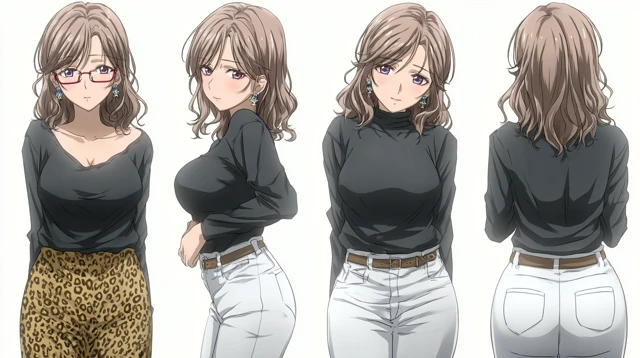 Anime Woman Silver Hair Black Sweater Skirt