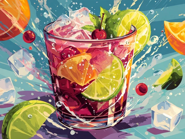Cosmopolitan Cocktail Cartoon Illustration
