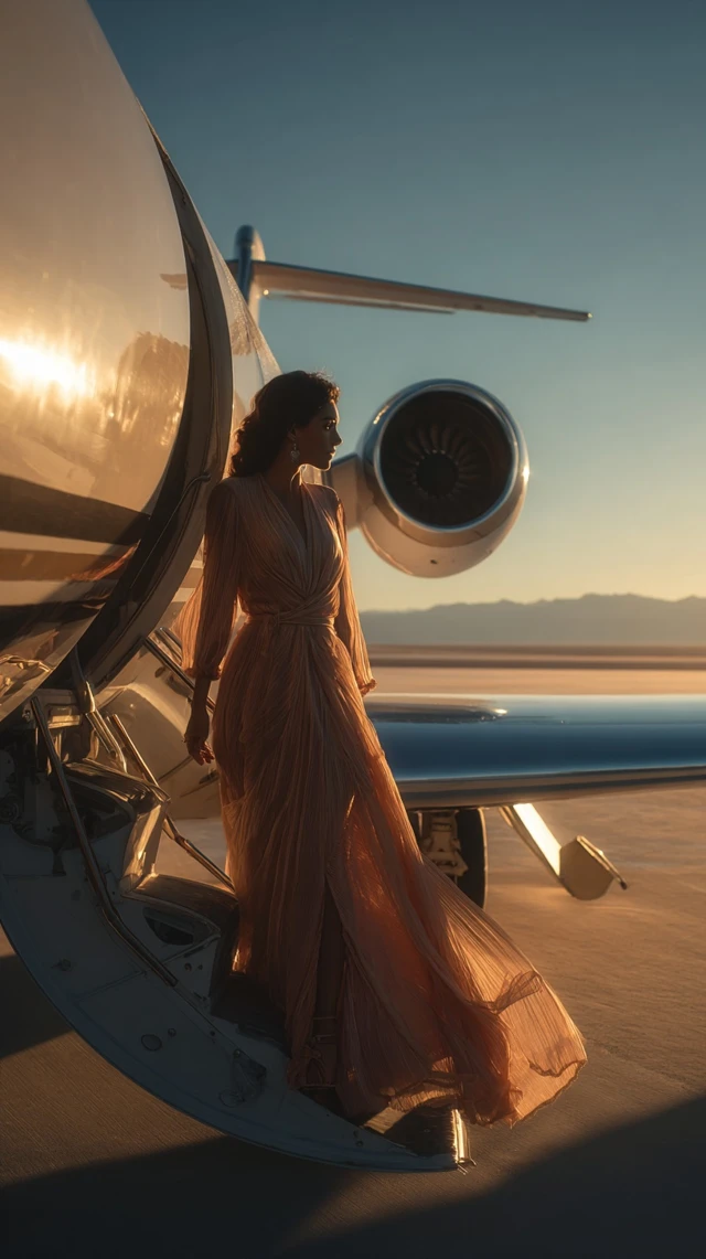 Woman Boarding Private Jet Luxury Lifestyle Photography