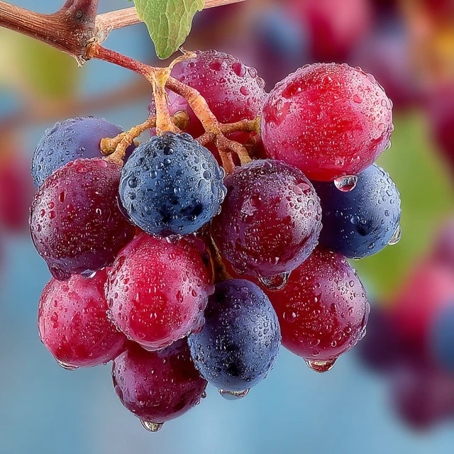 Close Up of Juicy Grapes with Water Droplets