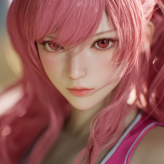 Pink Haired Girl Game CG Art Close Up