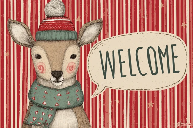 Christmas Deer Welcome Festive Illustration