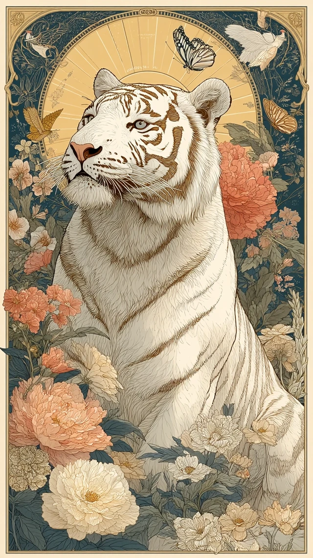 White Tiger Illustration Hermes Scarf Style Art