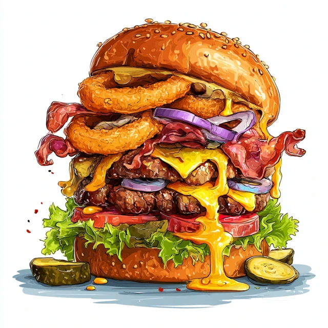 Gourmet Hamburger Illustration Delicious and Rich
