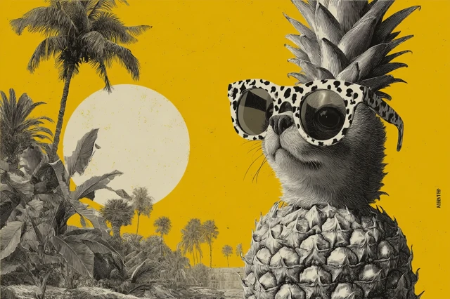Cool Pineapple with Sunglasses Tropical Summer Vibes