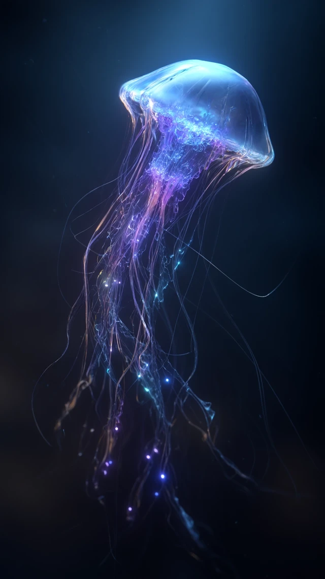 Bioluminescent Jellyfish: Deep-Sea Portrait