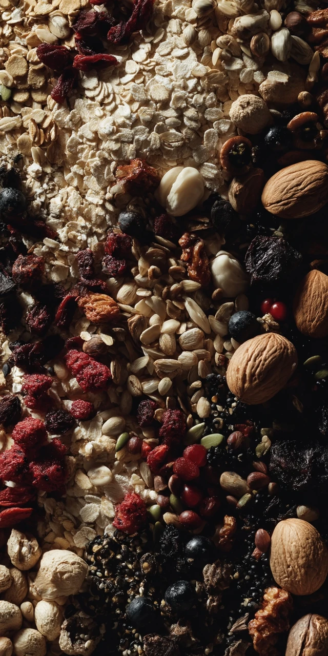 Healthy Grains and Muesli with Berries and Nuts