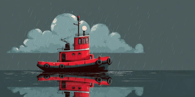 Cute Cartoon Tugboat Illustration