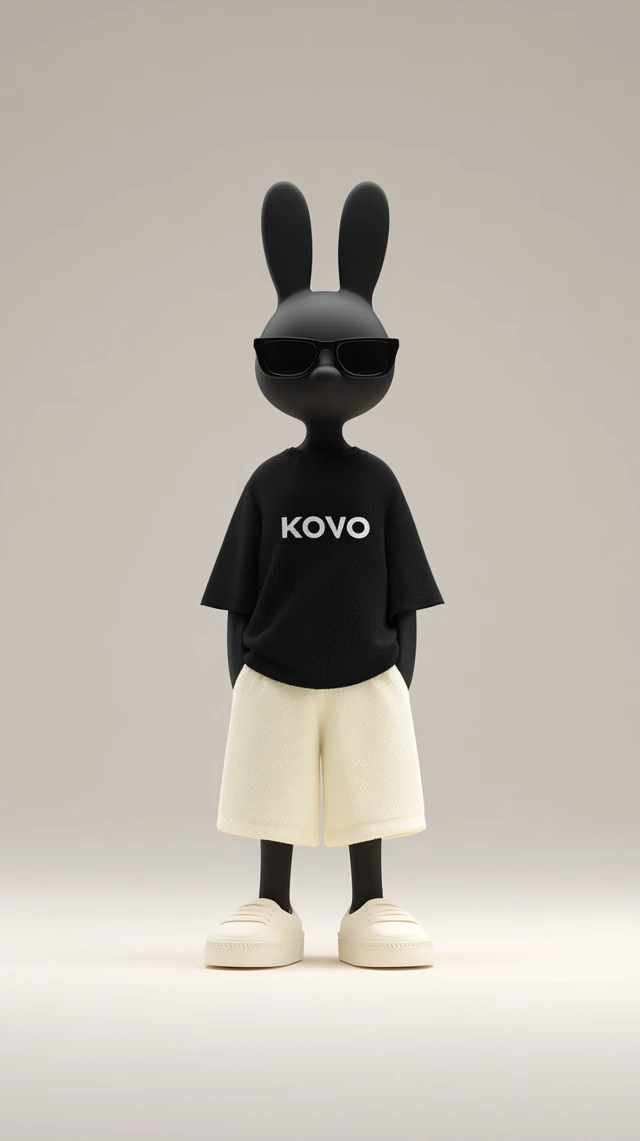 Stylish 3D Bunny in Black KOVO Fashion Campaign