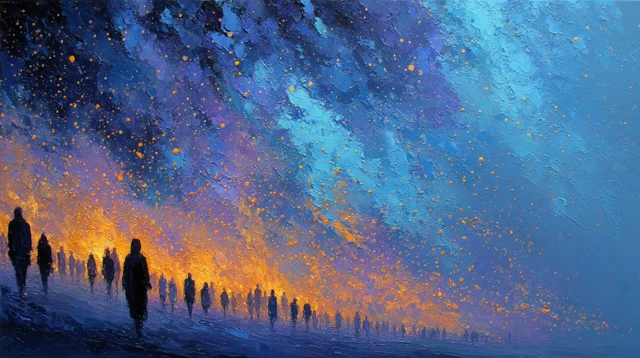 Spiritual Journey Painting Ethereal Light Cosmic Heavens
