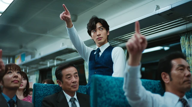 Train Scene Asian People Pointing