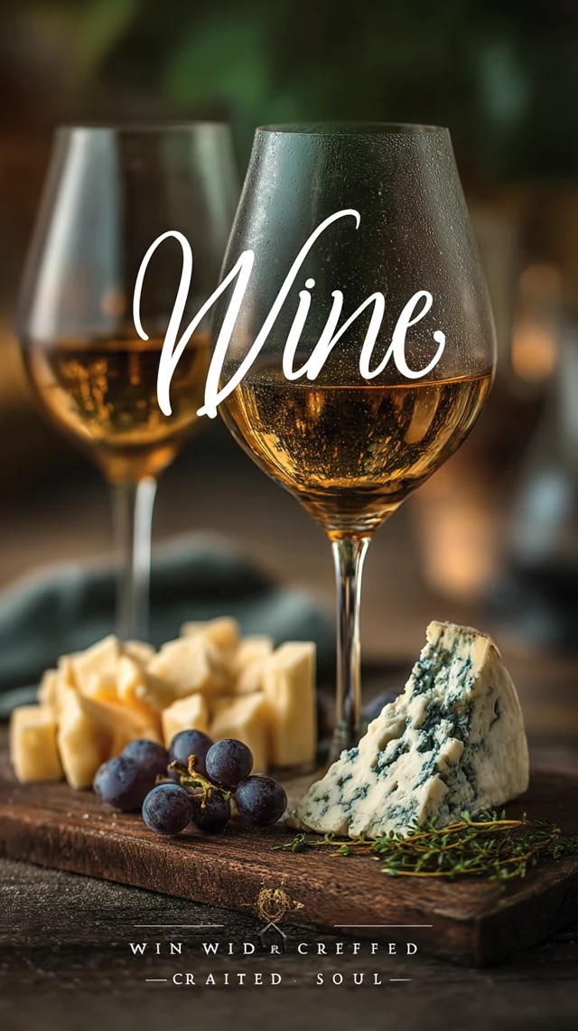 Elegant Winery Logo Design Wine Glasses and Cheese