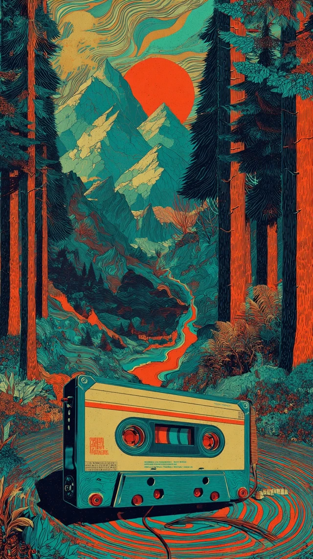 Psychedelic Cassette Tape Art Retro Vibes