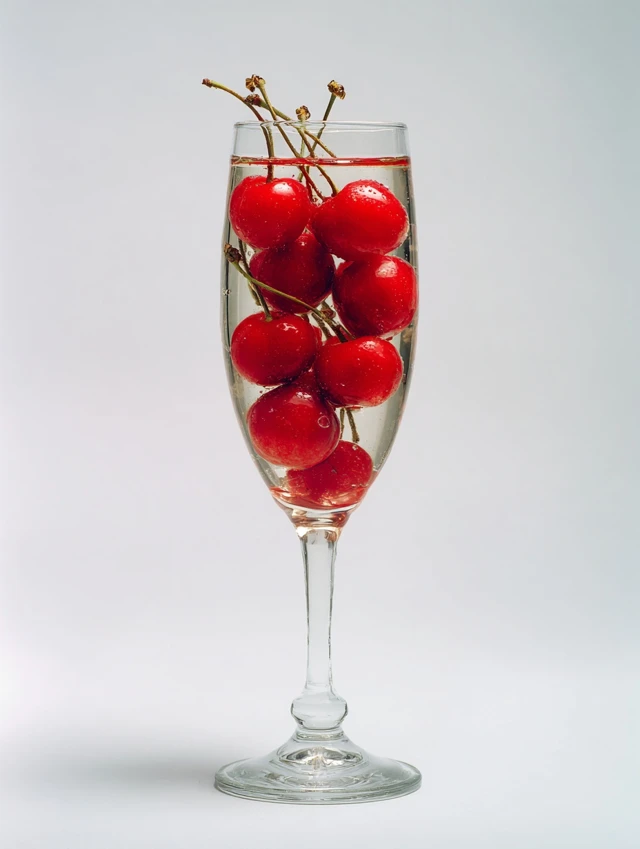 Cherries in Champagne Glass Still Life Photography