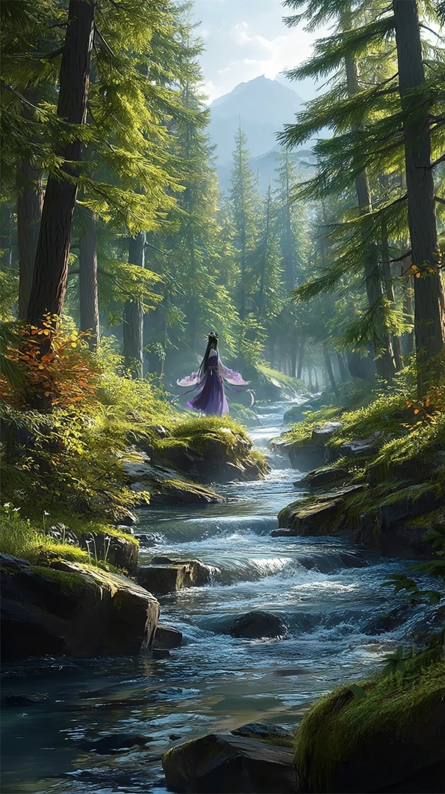 Fairy in Mountains Anime Illustration