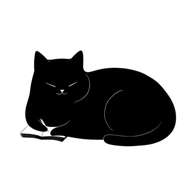 Black Cat Silhouette Clip Art Illustration for Holiday Design