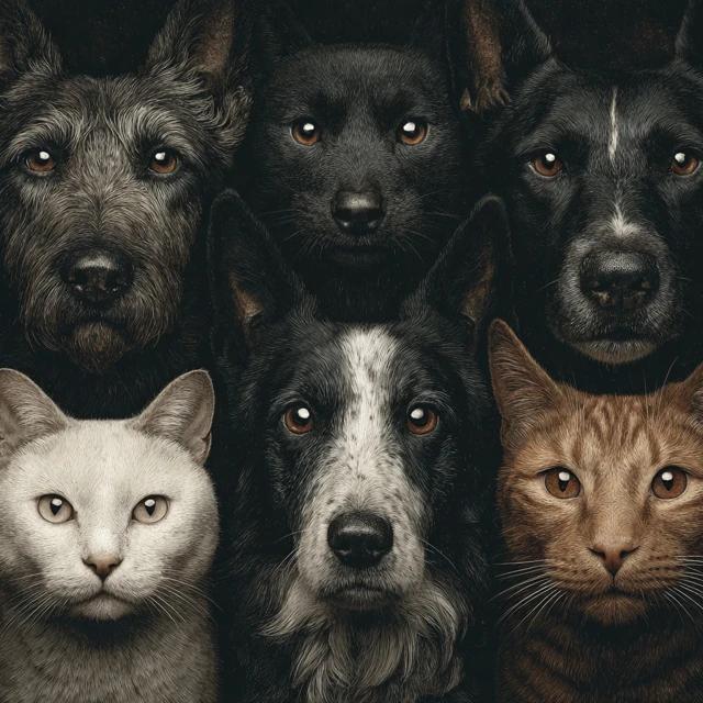 Dog Cat Art Portrait Illustration Animals