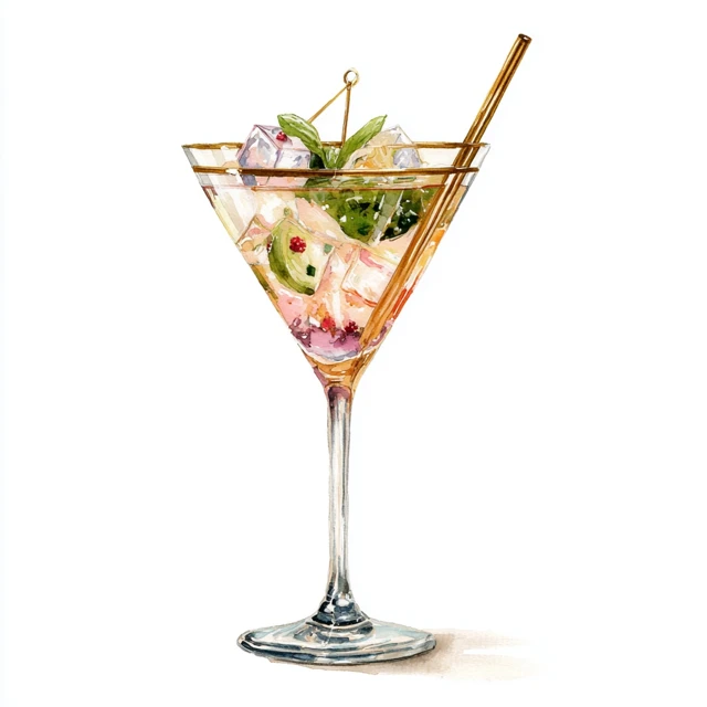 Watercolor Cocktail Illustration Fancy Drink