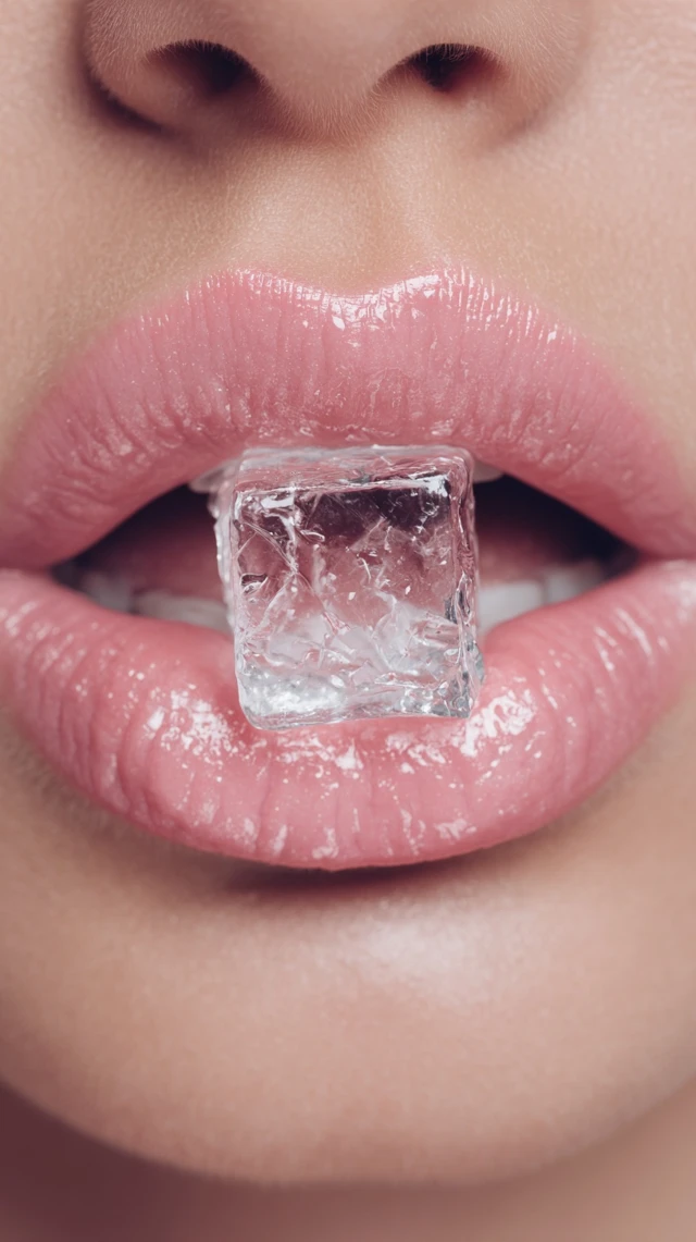 Pink Lip Gloss Ice Cube Beauty Photography