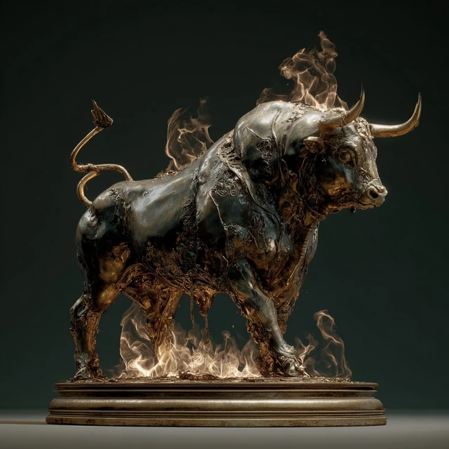 Molten Bronze Bull Sculpture Souls of the Dead Boss