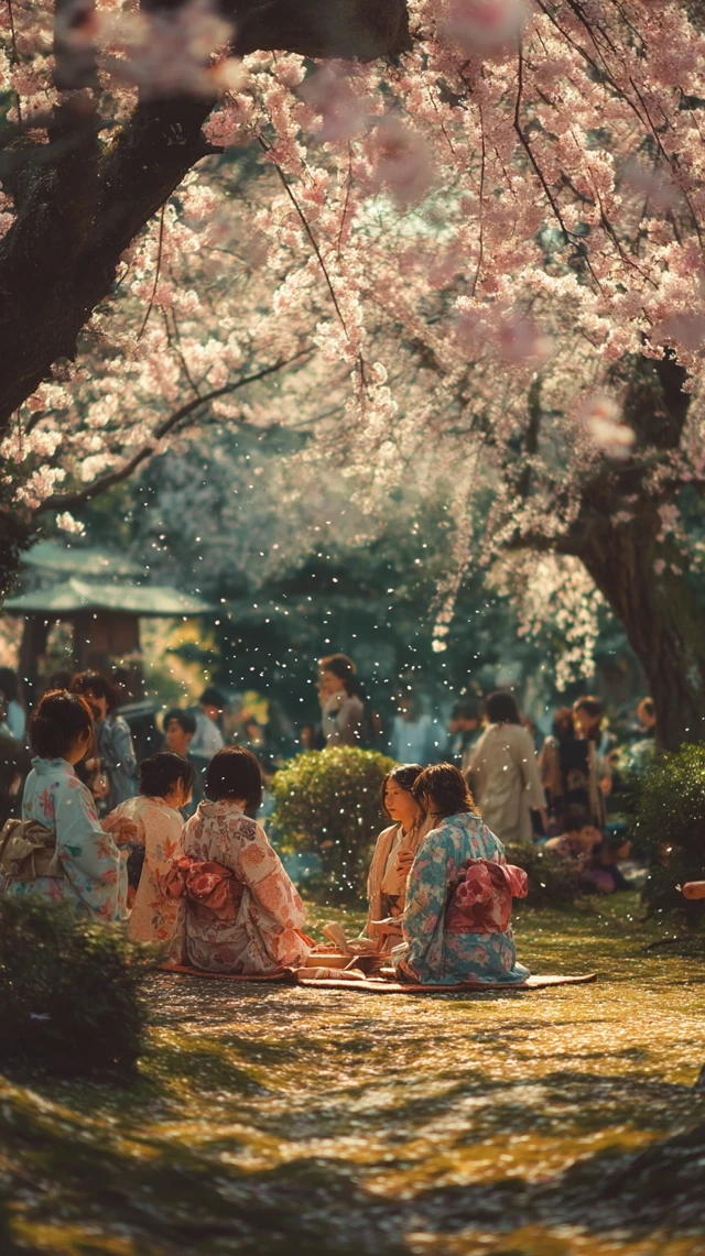 Japanese Cherry Blossom Park Scene