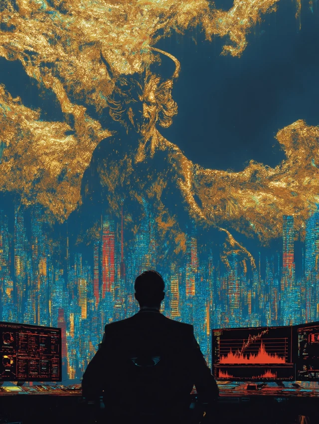 Clockwork CEO Ruling a Cyberpunk City
