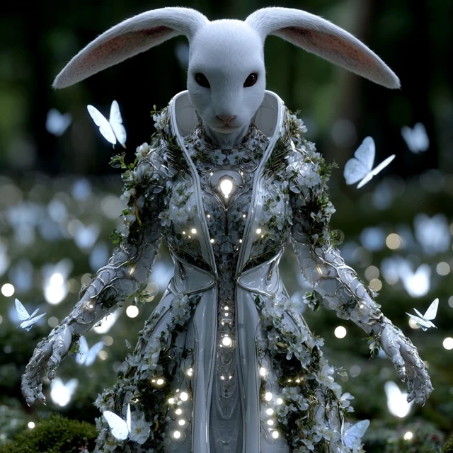 Rabbit Goddess in the Forest: Divine Fantasy Art