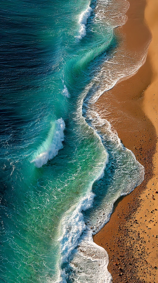 Beach and Waves Aerial View