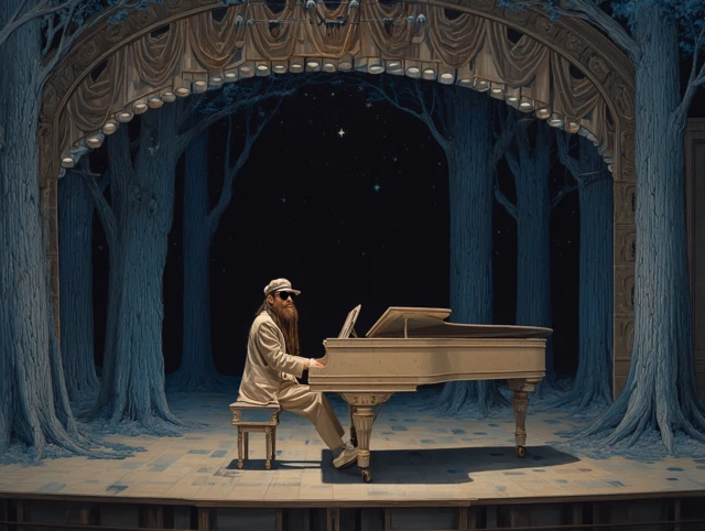 Singer with Piano Stage Magritte Painting