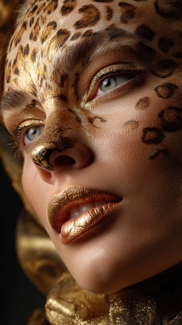 Glamorous Woman Gold Leopard Makeup
