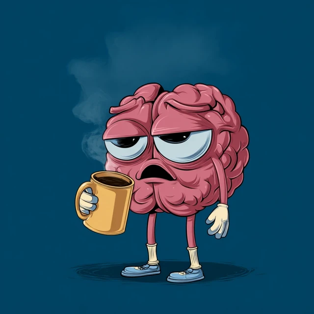 Stressed Alien Drinking Coffee Illustration