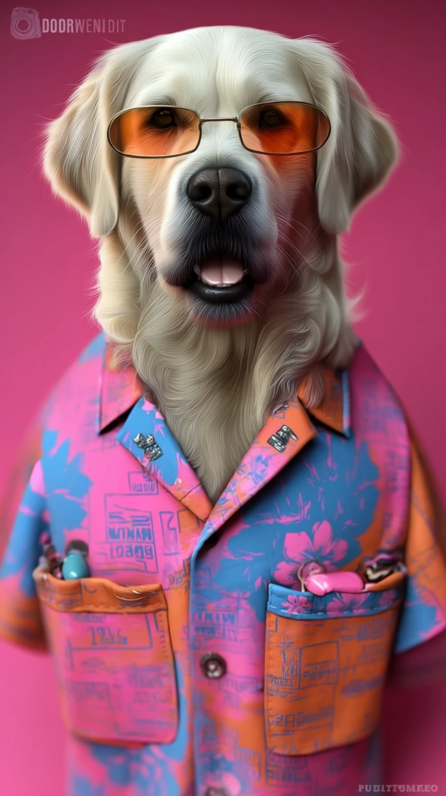 Cool Labrador Dog in Hawaiian Shirt