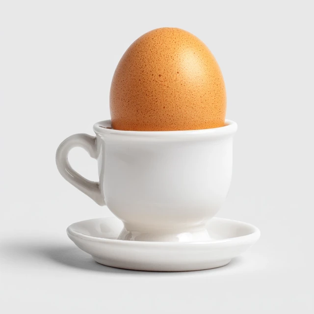 Boiled Egg in White Cup Breakfast Food Stock Photo